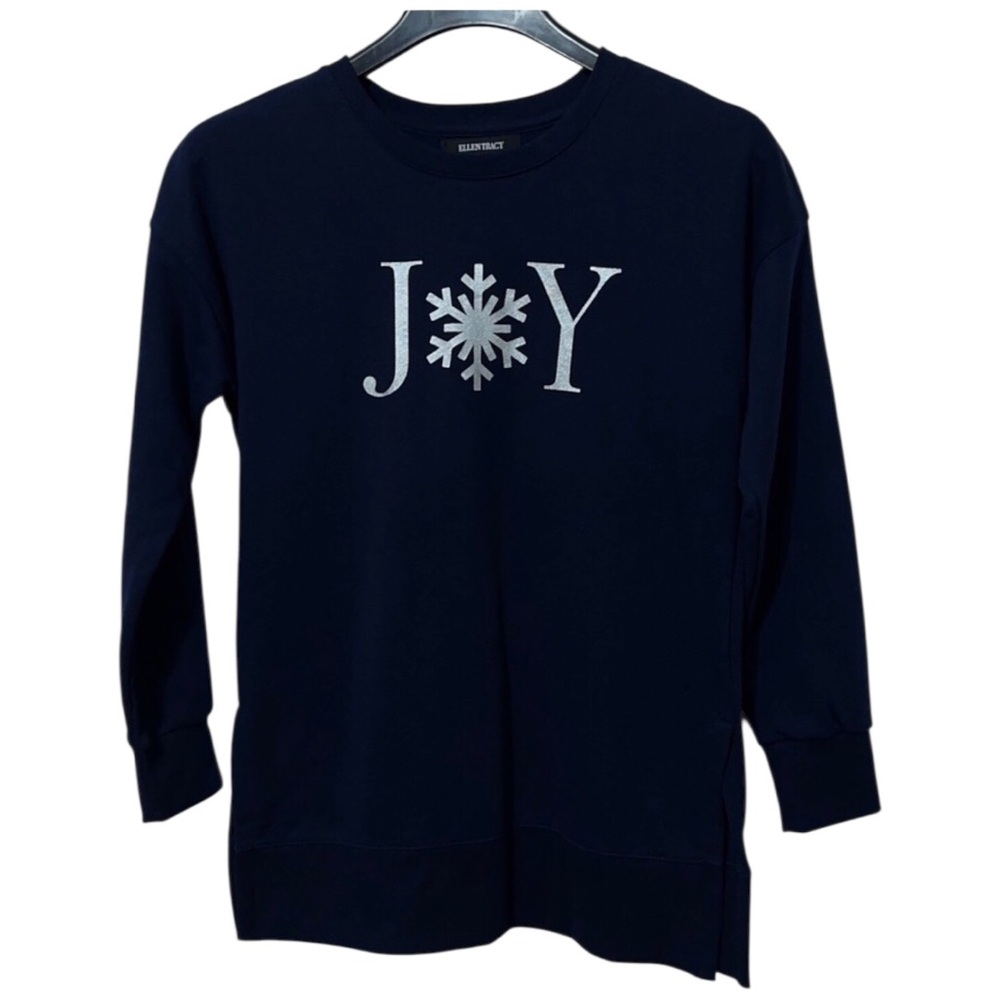Ellen Tracy Sweatshirt Rhinestone "JOY" Snowflake